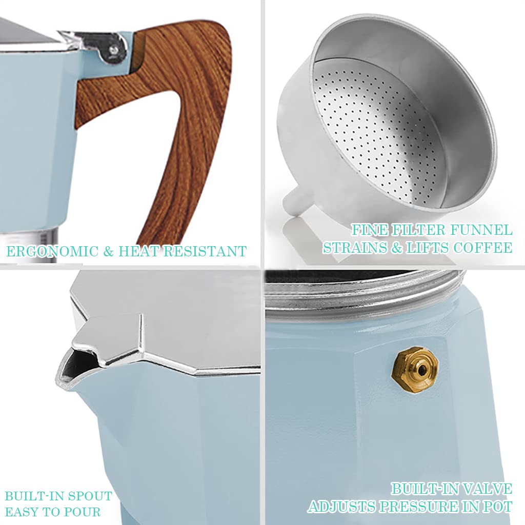 HASTHIP® Moka Pot Coffee Maker 300ml Stovetop Espresso Maker for 6 Cups Coffee Italian Coffee Maker Moka Pot Aluminum Alloy Manual Cuban Coffee Percolator Machine for Cappuccino Latte HASTHIP® Moka Pot Coffee Maker 300ml Stovetop Espresso Maker for 6 Cups Coffee Italian Coffee Maker Moka Pot Aluminum Alloy Manual Cuban Coffee Percolator Machine for Cappuccino Latte